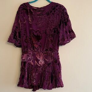Free People Manuka Rich Purple Velvet Top